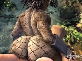 Big ass rides human cock
