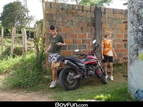 Outdoor latino twink bareback fucking