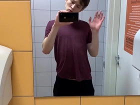 Hot boy jerkin off in toilet at gym (risky)/ almost caught ! /hunks /cute